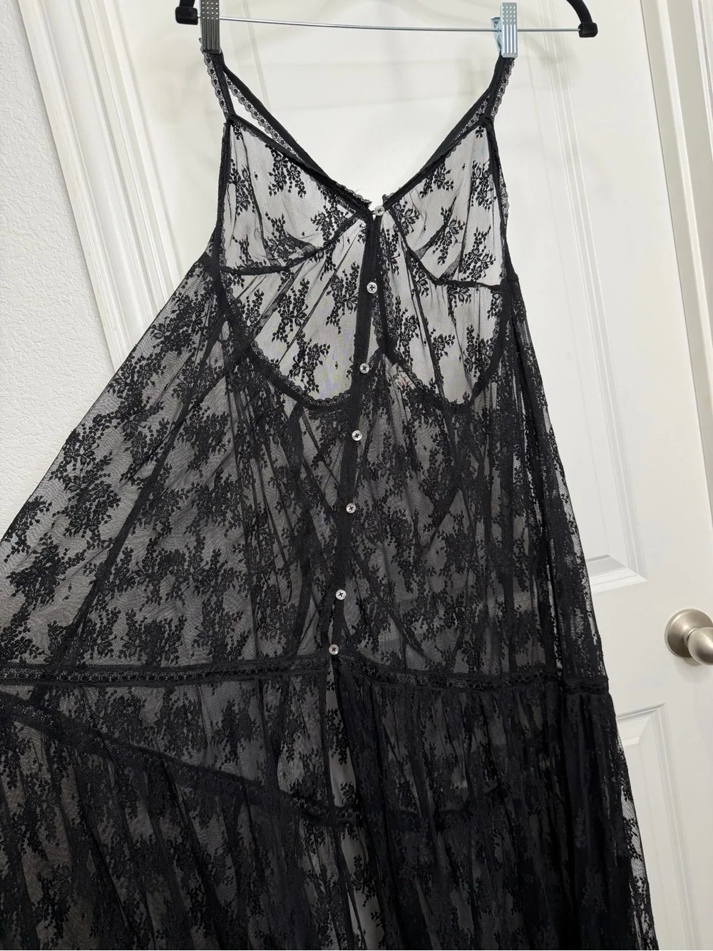 Free People In The Breeze Maxi Slip in Black Combo Sz Medium - Picture 7 of 11